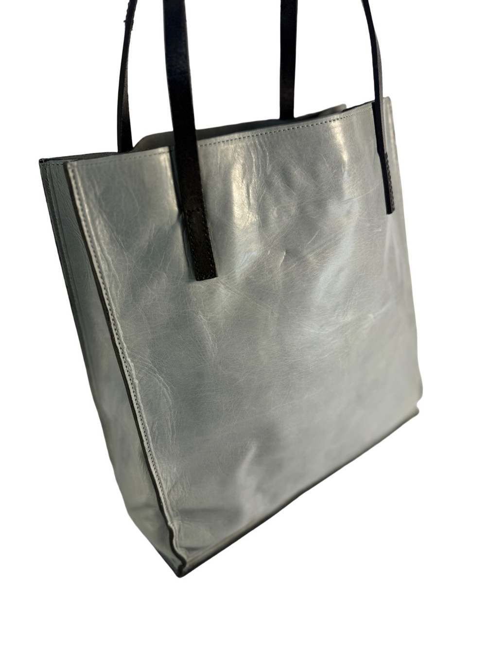 Banana Republic Silver Tote with Black Straps